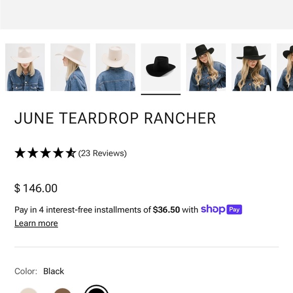 Gigi Pip June Teardrop Rancher Western Hat - Picture 16 of 17